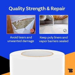 Vapor Barrier Tape – 4 Inch X 180′ Roll, Made in USA, White Polyethylene Tape fo
