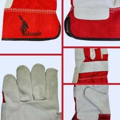 Cow Split Leather Safety Work Gloves Safety Red – Single Palm – Large