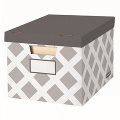 Bankers Box 3-Count Decorative, Letter/Legal File Box, Grey, Diamond Design