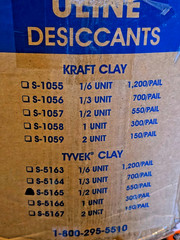 ULINE Silica Gel Desiccants 1/2 Unit Packets 5-Gallon Pail S-5165 (550/Pail)