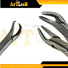 Set of 3 Dental Extraction Forceps Universal, Upper & Lower, #23,#150,#151