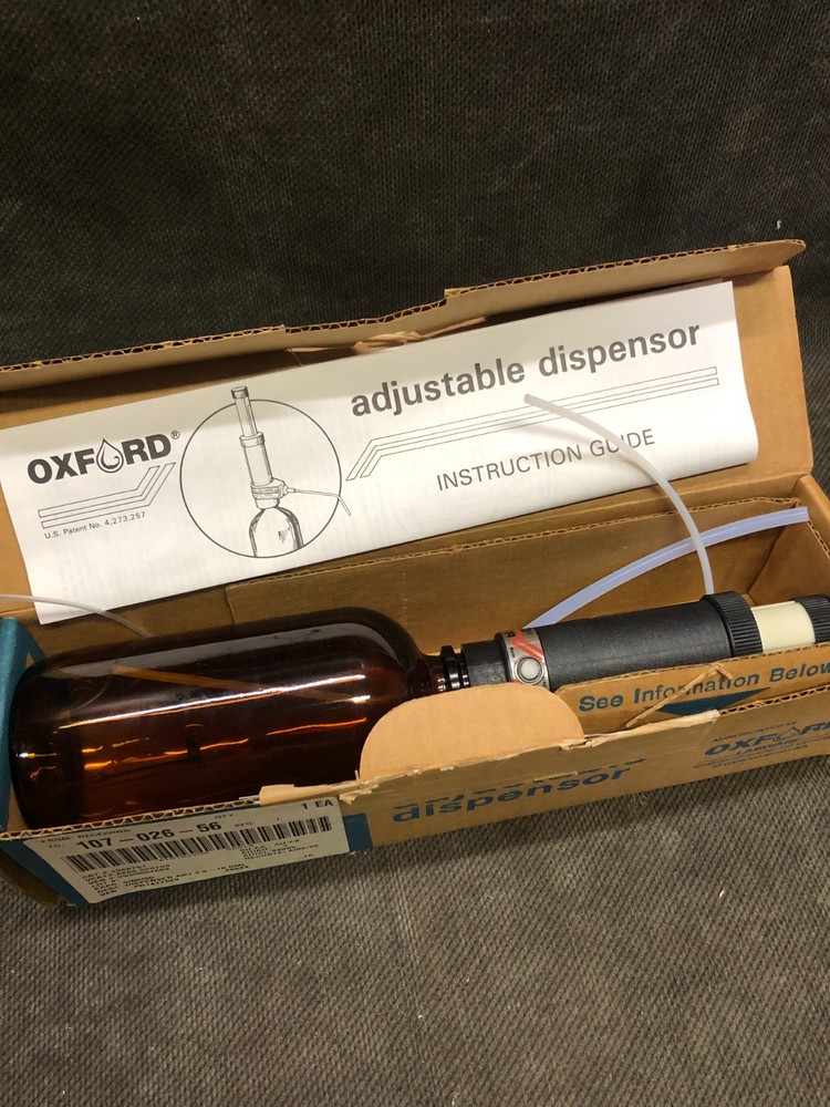 Oxford Adjustable Top Dispenser 3.0-10.0 mL w/16 oz Amber Glass Bottle