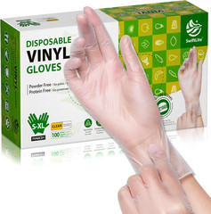 Disposable Vinyl Gloves, Food Safe, Latex-Free Powder-Free Clear Plastic Glov…