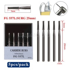 Burr Dental Surgical Burs 557L Long 25mm Carbide Bur High Speed FG SURG FGOS SL