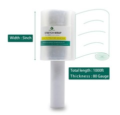 2 Pack Mini Stretch Wrap Roll with Handle 5 Inch Heavy Duty Packing Film