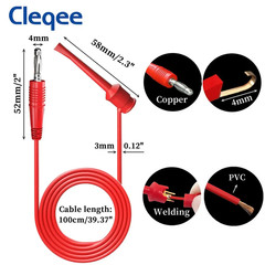 Cleqee P1039 4Mm Banana Plug to Test Hook Clip Test Lead Kit Mini-Grabber Cable