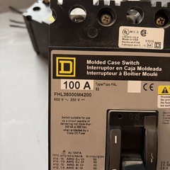 Square D FHL FHL36000M4200 3 Pole 100 Amp 600V MOLDED CASE SWITCH
