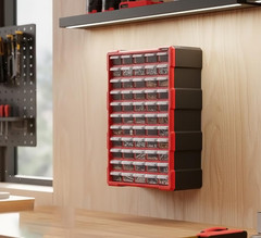 Small Parts Organizer for Hardware & Screws | 60 Removable Bins with Dividers |