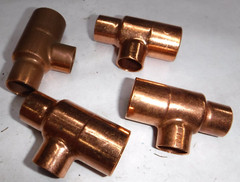 COPPER PLUMBING FITTINGS 3/4 x 1/2 x 1/2 REDUCING TEE C x C x C 4 PACK O203-22