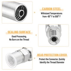12Pack 1/4″ Hose x 1/4″ NPTF Male Hydraulic Hose End Fitting w/ Protection Cover
