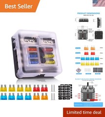 12V Fuse Box 6 Way 12 Volt Fuse Block ATO/ATC with LED Indicator Light Waterp…