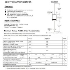 30Pcs SR5150 Schottky Rectifier Diode 5A 150V MBR5150 SB5150 Bypass Blocking