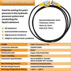 Hydraulic Pressure Test Kit 5 Gauges 13 Couplings 14 Tee Connectors 5 Test Hoses