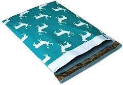 Christmas Holiday Designers Poly Mailers 10X13 : Candy Cane, Reindeer Deer Elk,
