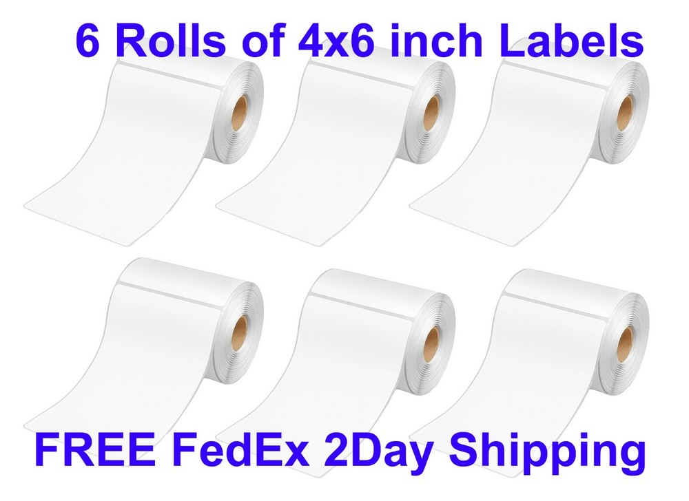 6 Rolls 4×6 Direct Thermal Shipping Labels – 250 per roll – 1,500 labels
