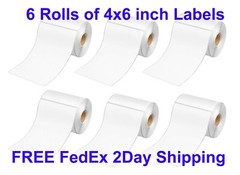 6 Rolls 4×6 Direct Thermal Shipping Labels – 250 per roll – 1,500 labels