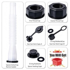 Black Gas Can Spout Replacement, 1/2/5/10 Gallon Gas Can Nozzle Kit, include …