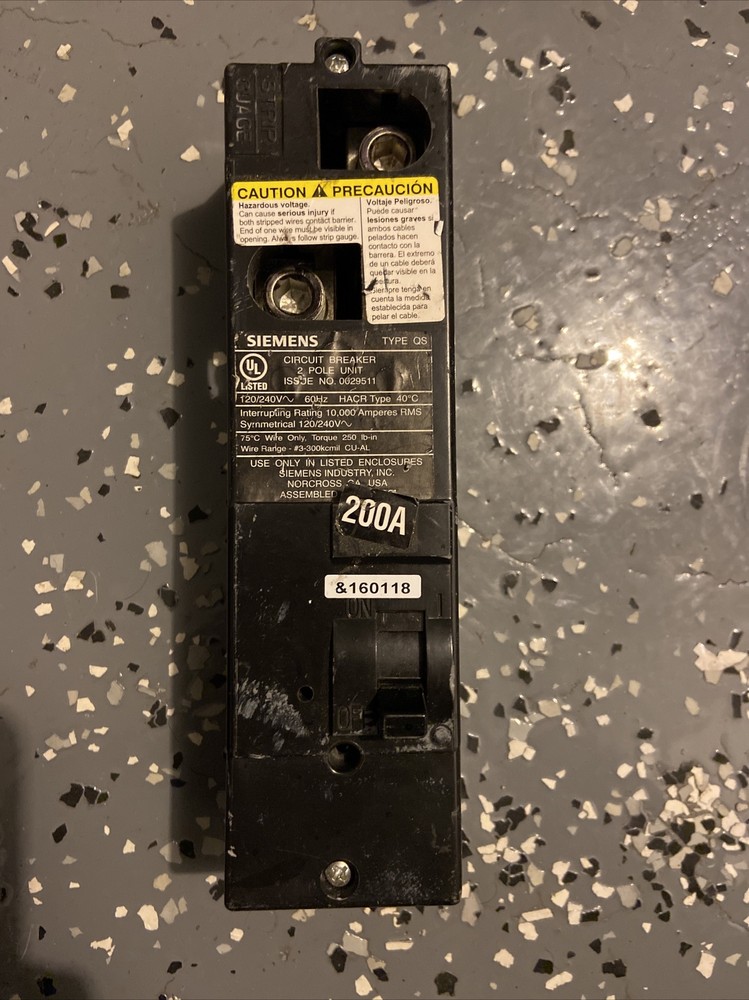 Siemens QS2200H 200A 240V Main Breaker