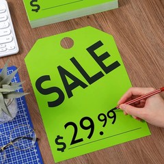 100 Pack Car Dealer Mirror Hang Tags 8.5×11.5 Inches Sale Price Tags (Green)