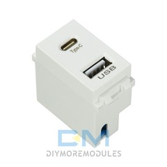 Type 128 USB Power Module Dual Port 2.1A 5V USB+Type-C Charging Socket Module