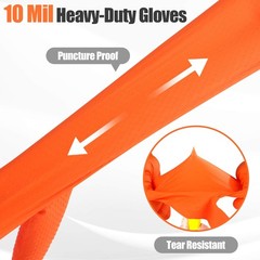 TREEGO 10 Mil Nitrile Gloves XL – Heavy Duty Orange Gloves with Double Diamon…