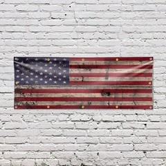 Rusty American Flag Vinyl Banner Sign with Metal Grommets Heavy-Duty