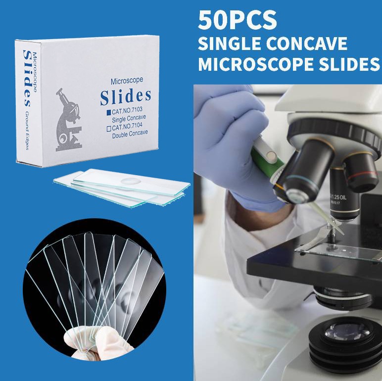 Microscope Slides Single Concave 50pcs Glass Slide Depression 25.4 x 76.2mm New