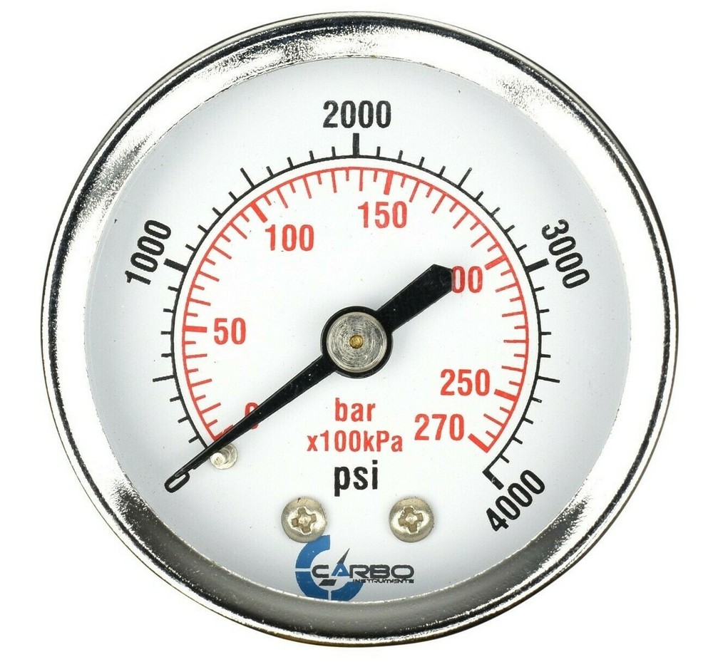 2″ Pressure Gauge – Chrome Plated Steel Case, 1/4″NPT, Back Mnt. 4000 PSI