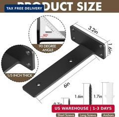 6 Pack Heavy Duty Shelf Brackets 6 inch, Floating Shelf Brackets(1/5″-Thick), L-