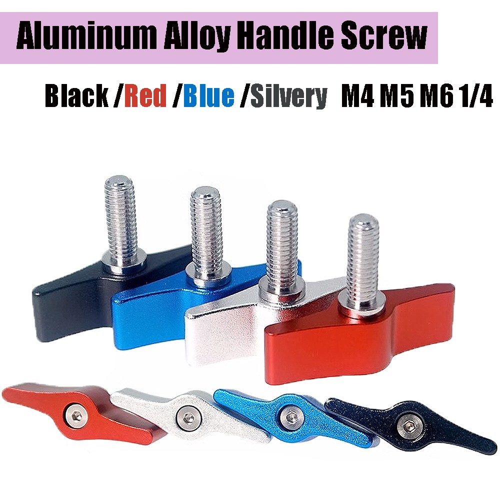 1/4 Clamping Thumb Screw Tee Wing Knob Head Hand Grip Bolts Aluminum M4 M5 M6 M8