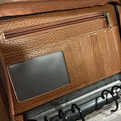 Boulder Ridge Leather Brown Binder Organizer Planner 6 Ring Zip Around Wallet A6