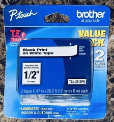 Genuine Brother P-Touch TZe-231 2PK Black Print On White Tape 12mm NEW Sealed
