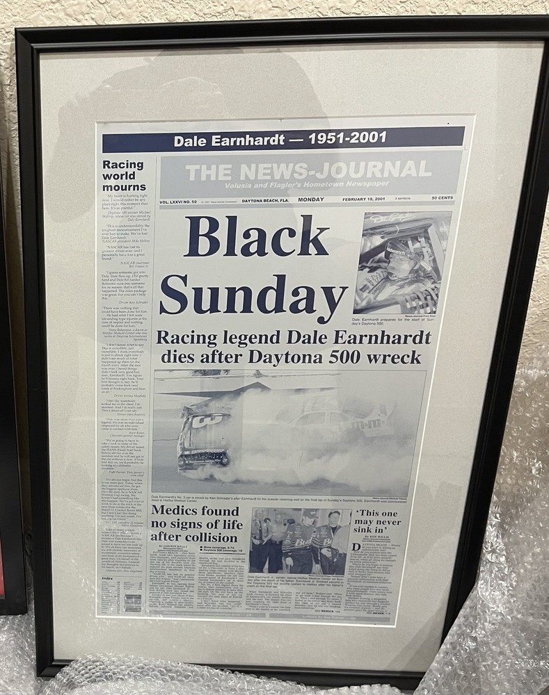 Dale Earnhardt Black Sunday Daytona 500 News Journal Printing Plate NASCAR 2001