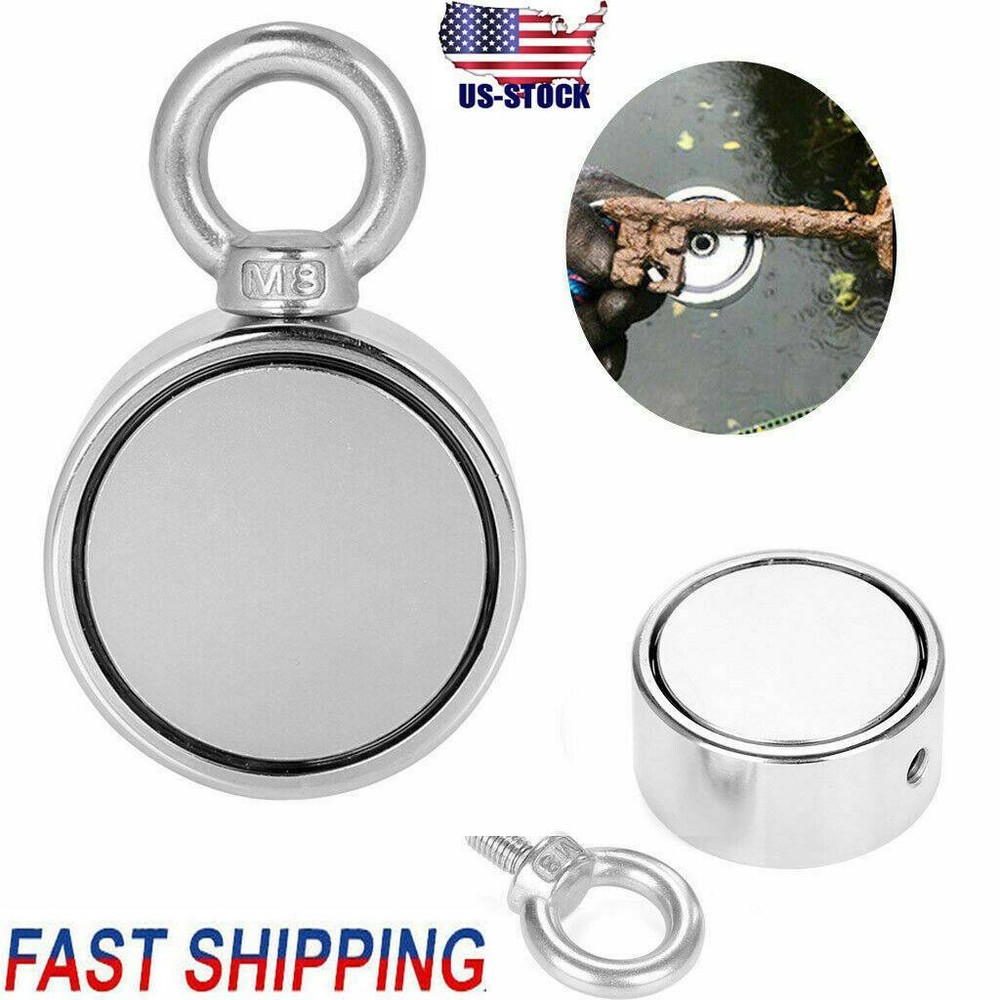 500LBS Pulling Force Round Double Sided Fishing Magnet Super Strong Neodymium