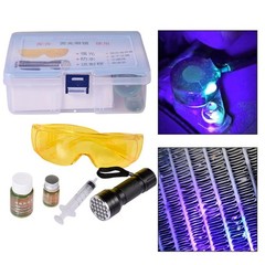 UV Oil Leak Detection Kit for Automotive AC System with Dye and Flashlight