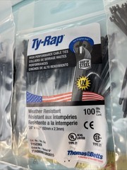 Bag of 100) Thomas & Betts Ty-Rap TY523MX 3.62 Inches 18lb BLACK UV