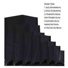Many Sizes for Glossy Black Flat Foil Mylar Heat-Sealable Open Top Pouch Bag B01
