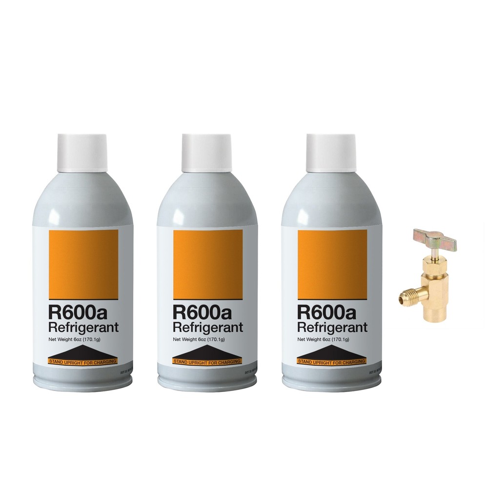 Refrigerant R600a Upright Charging Self Sealing Can 6oz 3 Pack