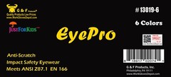JustForKids EyePro ANSI Z87.1 EN166 Certified Kids goggles, Youth Size, 6 Pairs