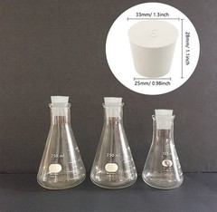 10-PCS 6 White Solid Rubber Stoppers, Tapered, 33x25x28mm, Lab Plugs, Bungs