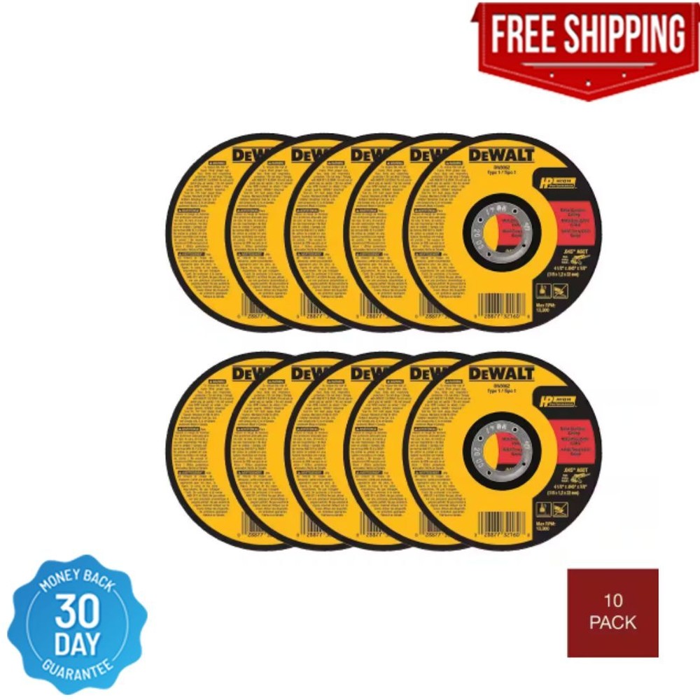 DEWALT 4-1/2 In. X 0.045 In. X 7/8 In. Metal and Stainless Cutting Wheel 10-Pack