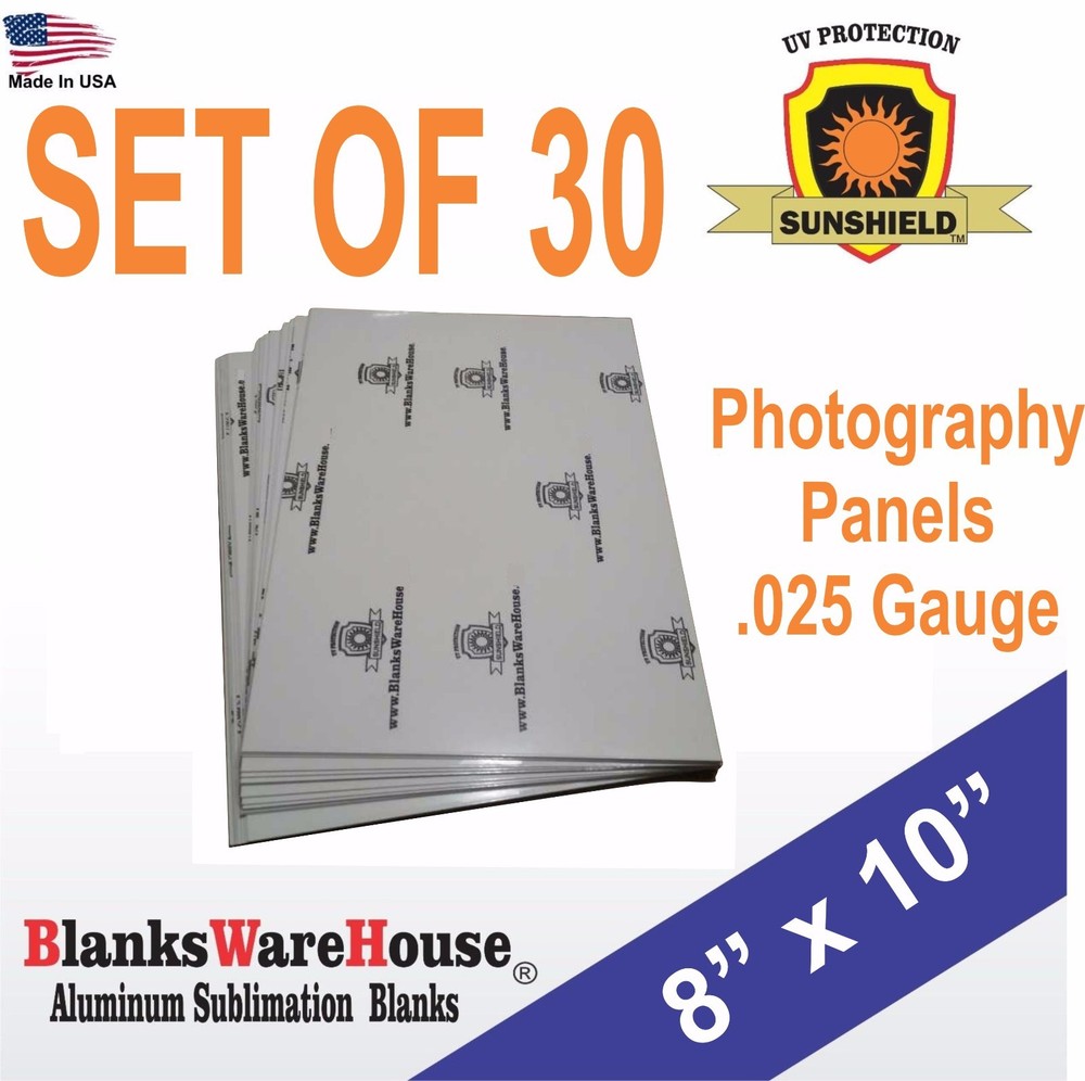 8″ x 10″ Aluminum, sublimation, Photo Sheets, photo panels, .025″ / 30 PC **
