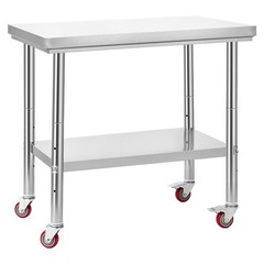 VEVOR Stainless Steel Table 24 x 35.4 in Kitchen Prep Table with Wheels
