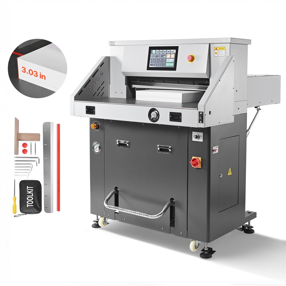 VEVOR Electric Hydraulic Paper Cutter 28 in & 3.03 in Cutting Width & Thickness