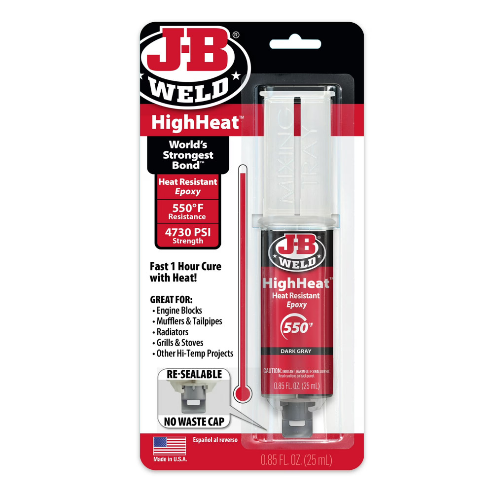 J-B Weld High Heat Epoxy Dark Grey Syringe Heat Resistant Adhesive for Metal