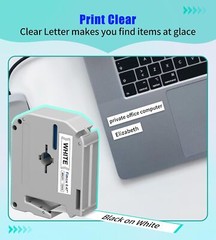 4-Pk/Pack Label Tape for Brother P-Touch eqv M231 M-K231 MK231 12mm Black/White