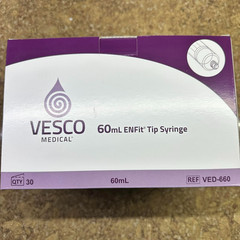 New Sealed Vesco Medical ENFIT Tip Syringe 60ML VED-660 Box of 30