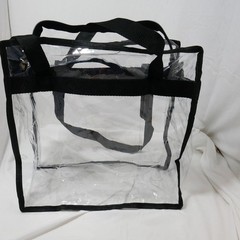 clear PVC stadium-approved tote bag with black handles, events venues security