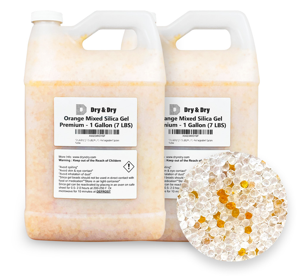 2 Gallon(14-15 LBS) “Dry & Dry” Orange & White Mixed Silica Gel Desiccant Bead