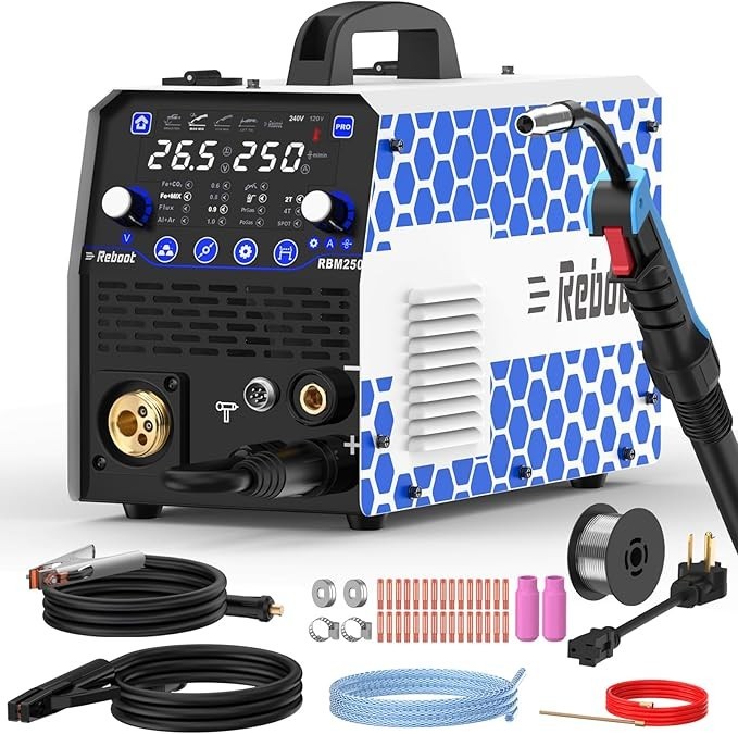 Reboot 250A 8-in-1 MIG/TIG/Stick RBM2500 PRO+500A Holder,120/240V Full Kit .